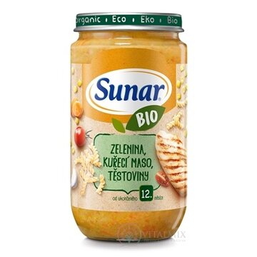Sunar BIO príkrm ZELENINA, Kuracie MÄSO, CESTOVINY (od ukonč. 12. mesiaca) 1x235 g obrázok