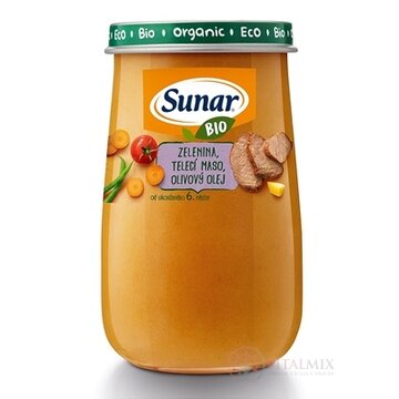 Sunar BIO príkrm ZELENINA, TEĽACIE MASO (od ukonč. 6. mesiaca) 1x190 g obrázok