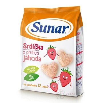 Sunar Detský snack Srdiečka s príchuťou jahoda (od ukonč. 12. mesiaca) 1x50 g obrázok