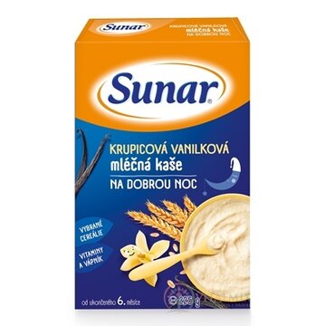 Sunar KRUPICOVÁ VANILKOVÁ KAŠA mliečna DOBRÚ NOC (od ukonč. 6. mesiaca) 1x225 g obrázok