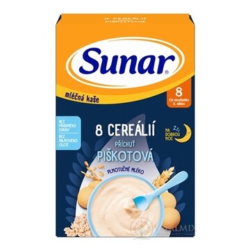 Sunar mliečna KAŠA 8 CEREÁLIÍ Na dobrú noc príchuť piškótová (od ukonč. 8. mesiaca) 1x210 g obrázok