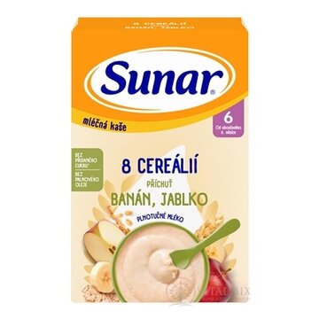 Sunar mliečna KAŠA 8 CEREÁLIÍ príchuť banán, jablko (od ukonč. 6. mesiaca) 1x210 g obrázok