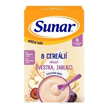 Sunar mliečna KAŠA 8 CEREÁLIÍ príchuť slivka, jablko (od ukonč. 6. mesiaca) 1x210 g obrázok