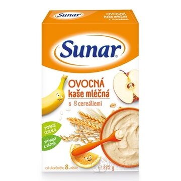 Sunar OVOCNÁ KAŠA mliečna s 8 cereáliami (od ukonč. 8. mesiaca) 1x225 g obrázok