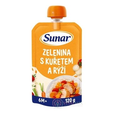 Sunar príkrm ZELENINA S KURACÍM MÄSOM A RYŽOU zeleninovo-mäsový (od ukonč. 6. mesiaca) 1x120 g obrázok