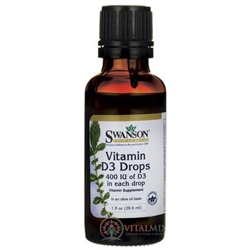 SWANSON Vitamín D3 400 IU kvapky na báze olivového oleja 1x29,6 ml obrázok
