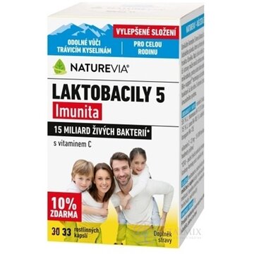 SWISS NATUREVIA LAKTOBACILY "5" Imunita cps s vitamínom C (10% zdarma) 1x33 ks obrázok
