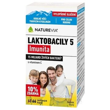 SWISS NATUREVIA LAKTOBACILY "5" Imunita cps s vitamínom C (10% zdarma) 1x66 ks obrázok