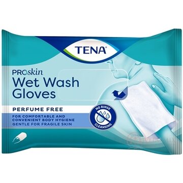 TENA Vlhčené rukavice na umývanie wet wash gloves, neparfumované 1x8 ks obrázok