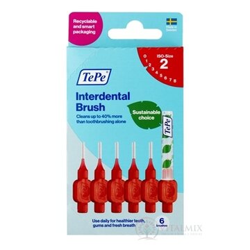 TePe medzizubné kefky 0,5 mm size 2 (červené) krabička 1x6 ks obrázok