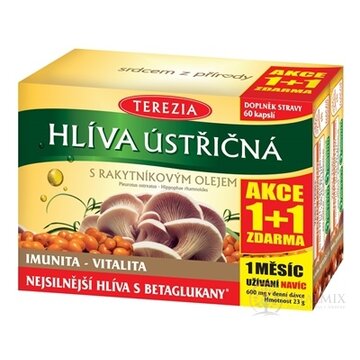 TEREZIA HLIVA USTRICOVITÁ S RAKYTNÍKOVÝM OLEJOM AKCIA 1+1, cps 60+60 zadarmo (120 ks) obrázok