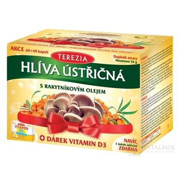 TEREZIA HLIVA USTRICOVITÁ S RAKYTNÍKOVÝM OLEJOM AKCIA cps 2x60 ks + darček VITAMIN D3 cps 1x30 ks, 1x1 set obrázok