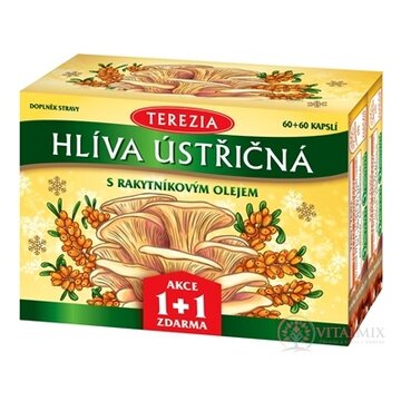 TEREZIA HLIVA USTRICOVITÁ S RAKYTNÍKOVÝM OLEJOM Vianočné balenie 2025, AKCIA 1+1, cps 60+60 zadarmo (120 ks) obrázok