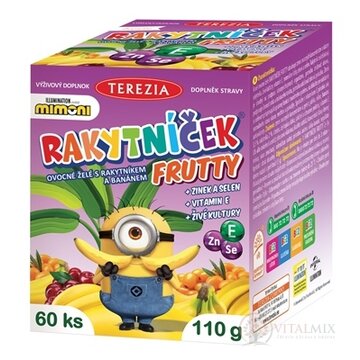 TEREZIA RAKYTNÍČEK FRUTTY ovocné želé s rakytníkom a banánom, MIMONI 1x60 ks obrázok