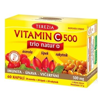 TEREZIA VITAMÍN C 500 trio natur+ cps (acerola 20 ks + šípka 20 ks + rakytník 20 ks) 1x60 ks obrázok
