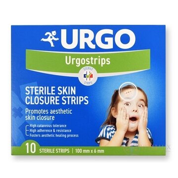 URGO Urgostrips STERILE SKIN CLOSURE STRIPS sterilné samolepiace chirurgické stehy (100 mm x 6 mm) 1x10 ks obrázok