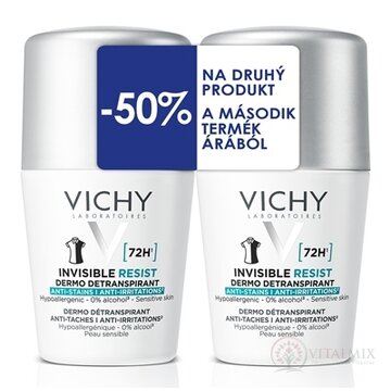 VICHY INVISIBLE RESIST DETRANSPIRANT 72H DUO detranspirant proti zápachu, roll-on (-50% na druhý produkt) 2x50 ml, 1x1 set obrázok