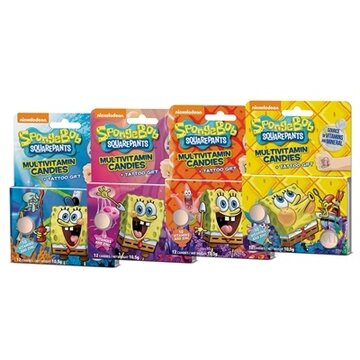 Vieste Multivitamín SpongeBob + tetovanie BOX cukríky 12x(12 ks + 1 tetovanie), 12x1 set obrázok