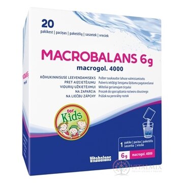 Vitabalans MACROBALANS 6 g macrogol. 4000 vrecúška, prášok na perorálny roztok na zápchu pre deti 1x20 ks obrázok