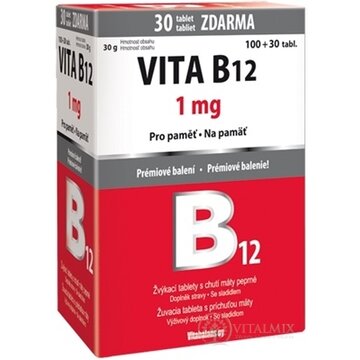 Vitabalans VITA B12 1 mg žuvacie tablety s príchuťou mäty 100+30 zdarma (130 ks) obrázok