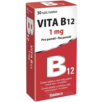 Vitabalans VITA B12 1 mg žuvacie tablety s príchuťou mäty 1x30 ks obrázok