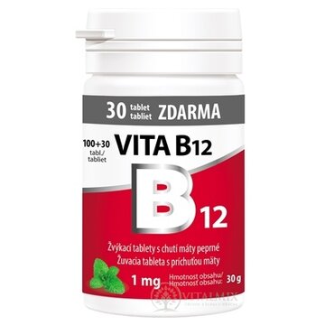 Vitabalans VITA B12 1 mg žuvacie tablety s príchuťou mäty (inov.2022) 100+30 zdarma (130 ks) obrázok