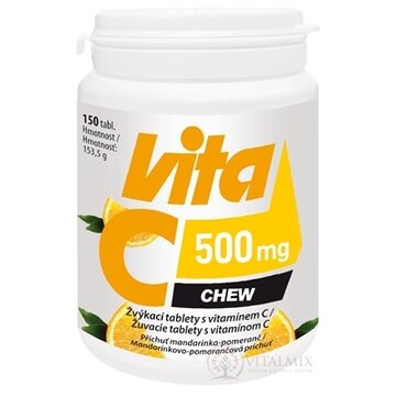 Vitabalans Vita C 500 mg CHEW žuvacie tablety s mandarínkovo-pomarančovou príchuťou 1x150 ks obrázok