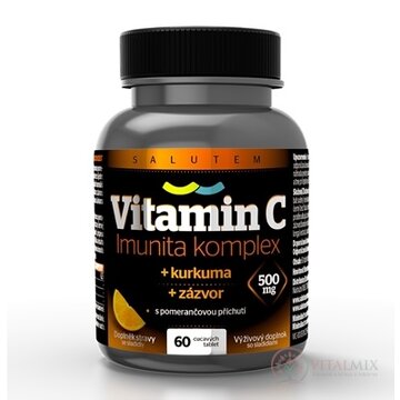 Vitamín C 500 mg Imunita komplex SALUTEM cmúľacie tablety s kurkumou a zázvorom, pomarančová príchuť 1x60 ks obrázok