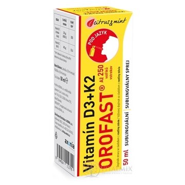 Vitamín D3+K2 OROFAST sublingválny sprej 250 dávok, príchuť citrus a mäta, 1x50 ml obrázok