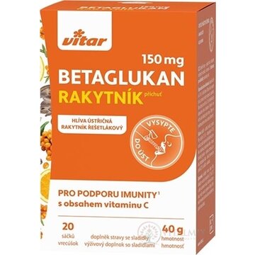 VITAR BETAGLUKÁN 150 mg prášok vo vrecúškach, príchuť rakytník 1x20 ks obrázok