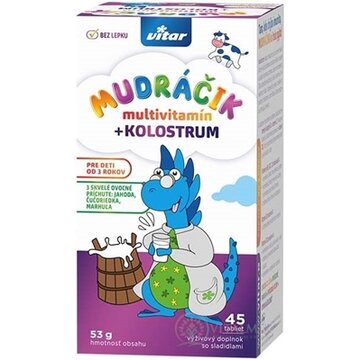 VITAR MUDRÁČIK multivitamín + kolostrum tbl, zmes 3 príchutí 1x45 ks obrázok