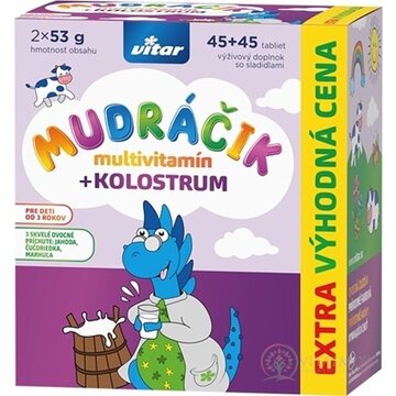 VITAR MUDRÁČIK multivitamín + KOLOSTRUM tbl, zmes 3 príchutí 2x45 ks (90 ks) obrázok