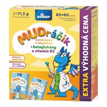 VITAR MUDráčik multivitamín s rakytníkom tbl, príchuť lesná zmes 2x60 ks (120 ks) obrázok