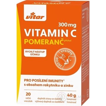 VITAR vitamín C 300 mg + rakytník + zinok vrecúška, sypká zmes s príchuťou pomaranč 1x20 ks obrázok