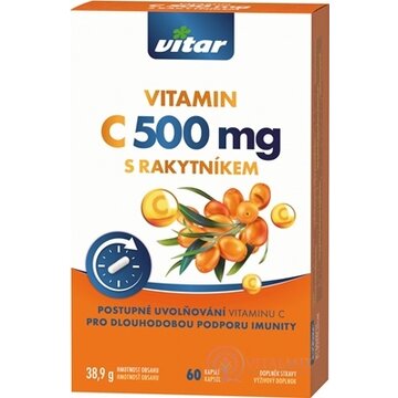 VITAR VITAMÍN C 500 mg S RAKYTNÍKOM cps s postupným uvoľňovaním 1x60 ks obrázok
