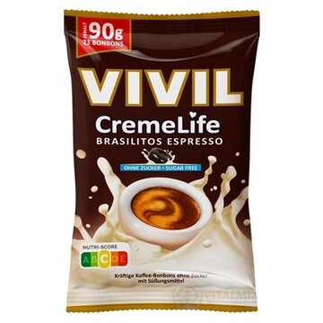 VIVIL BONBONS CremeLife BRASILITOS ESPRESSO drops s kávovo smotanovou príchuťou, bez cukru 1x90 g obrázok