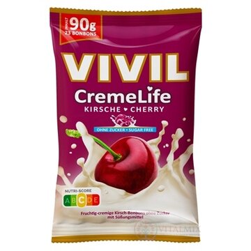 VIVIL BONBONS CremeLife CHERRY drops so smotanovo višňovou príchuťou, bez cukru 1x90 g obrázok