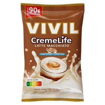 VIVIL BONBONS CremeLife LATTE MACCHIATO drops so smotanovo kávovou príchuťou, bez cukru 1x90 g obrázok