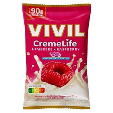 VIVIL BONBONS CremeLife RASPBERRY drops so smotanovo malinovou príchuťou, bez cukru 1x90 g obrázok