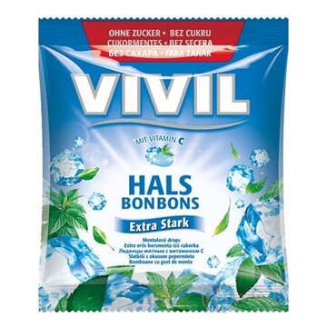 VIVIL BONBONS Extra Stark drops mentolový s vitamínom C, bez cukru 1x60 g obrázok