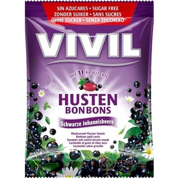 VIVIL BONBONS HUSTEN drops s príchuťou čiernych ríbezlí s 11 bylinami, bez cukru 1x60 g obrázok