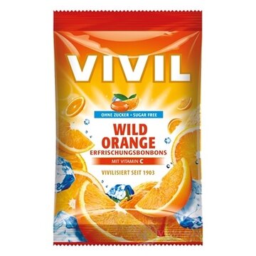 VIVIL BONBONS WILD ORANGE drops s príchuťou pomaranča s vitamínom C, bez cukru 1x60 g obrázok