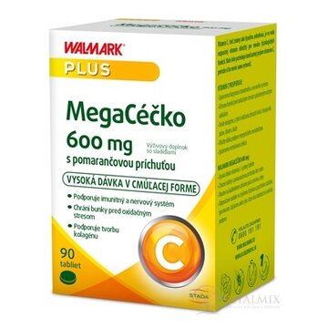 WALMARK MegaCéčko 600 mg cmúľacie tablety, príchuť pomaranč 1x90 ks obrázok