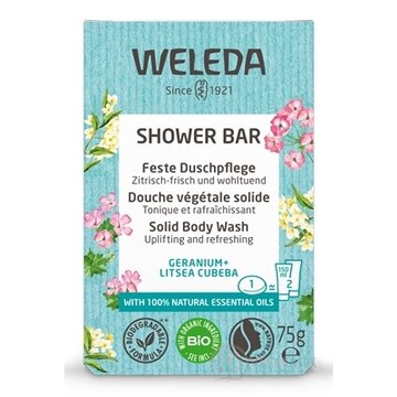 WELEDA SHOWER BAR Aromatické bylinkové mydlo geranium + litsea cubeba, s esenciálnymi olejmi 1x75 g obrázok