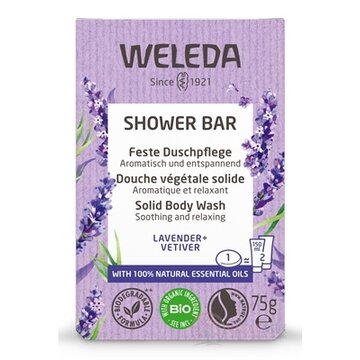 WELEDA SHOWER BAR Levanduľové relaxačné mydlo levander + vetiver, s esenciálnymi olejmi 1x75 g obrázok