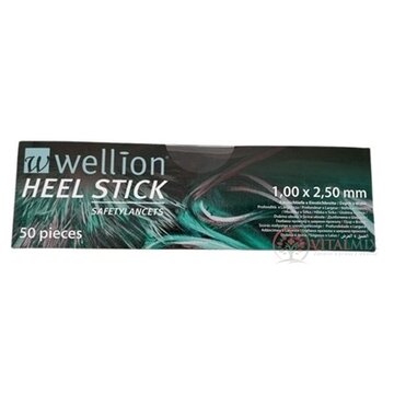 Wellion HEEL STICK - Lanceta bezpečnostná 1,00 x 2,50 mm (WELL2NEOHH), sterilná, jednorázová, 1x50 ks obrázok