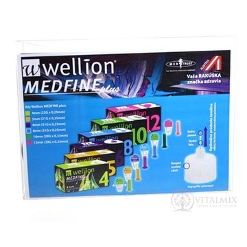 Wellion MEDFINE plus Penneedles 10 mm ihla na aplikáciu inzulínu pomocou pera 100 ks + nádoba na použité ihly, 1x1 set obrázok