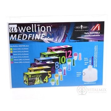 Wellion MEDFINE plus Penneedles 12 mm ihla na aplikáciu inzulínu pomocou pera 100 ks + nádoba na použité ihly, 1x1 set obrázok