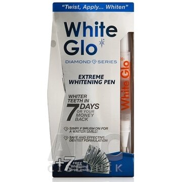 WHITE GLO DIAMONDS Bieliace pero + pásiky zubný bieliaci gél v pere 2,5 ml + bieliace pásiky 7 ks, 1 x1 set obrázok