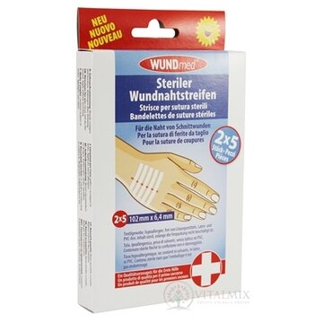 WUNDmed Sterilné prúžky na stiahnutie reznej rany (102 mm x 6,4 mm) stehy 2x5 ks (10 ks) obrázok